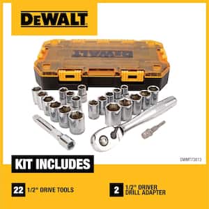 1/2 in. Drive Combination Socket Set with Case (23-Piece)