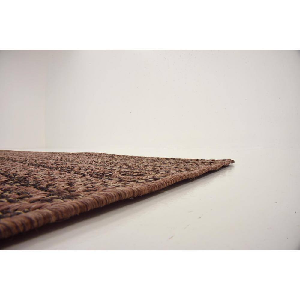 Brown Synthetic Stripe Outdoor Area Rug 7' x 10'