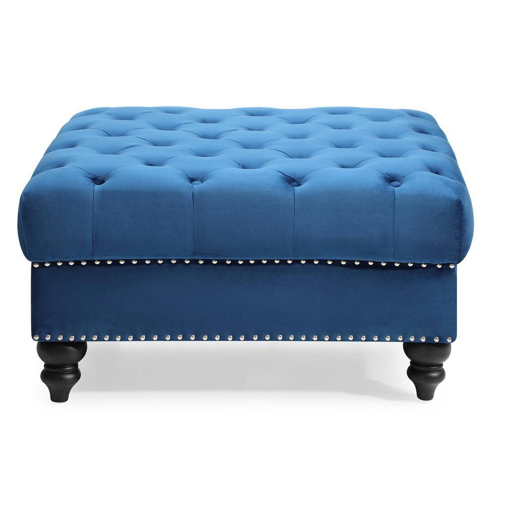 Nola Navy Blue Tufted Ottoman PFG0351O The Home Depot