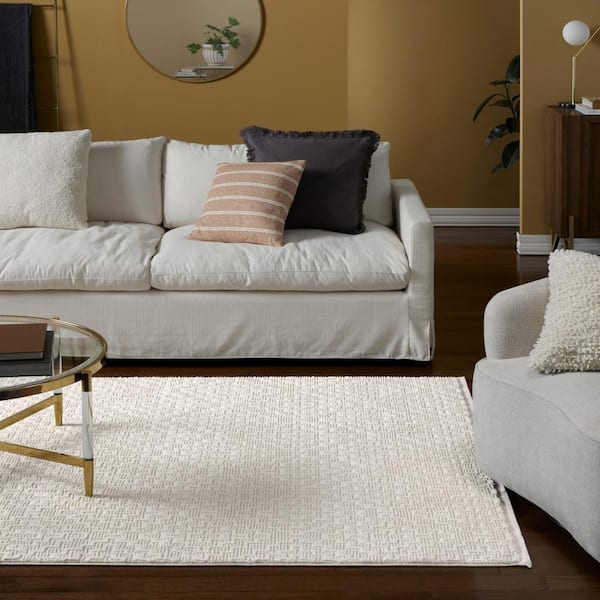Luxe Tretta Modern Geo Ivory 6 ft. x 9 ft. Area Rug