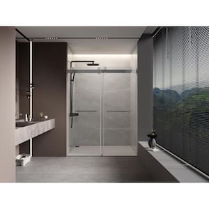 68 to 72 in. W. x 76 in. H Double Sliding Frameless Soft-Close Shower Door with Tempered Glass in Brushed Nickel