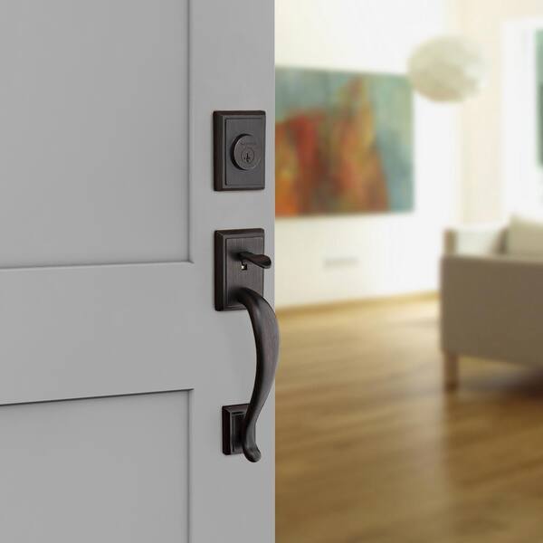 Baldwin Prestige Pistoria Single Cylinder Venetian Bronze Door Handleset w/ Arch Rose Madrina Door Lever Feat SmartKey Security Baldwin Prestige Pistoria Single Cylinder Venetian Bronze Door Handleset w/ Arch Rose Madrina Door Lever Feat SmartKey Security
