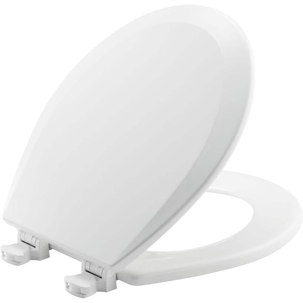 Bemis Round Enameled Wood Toilet Seat in Cotton White with Easy•Clean Hinge