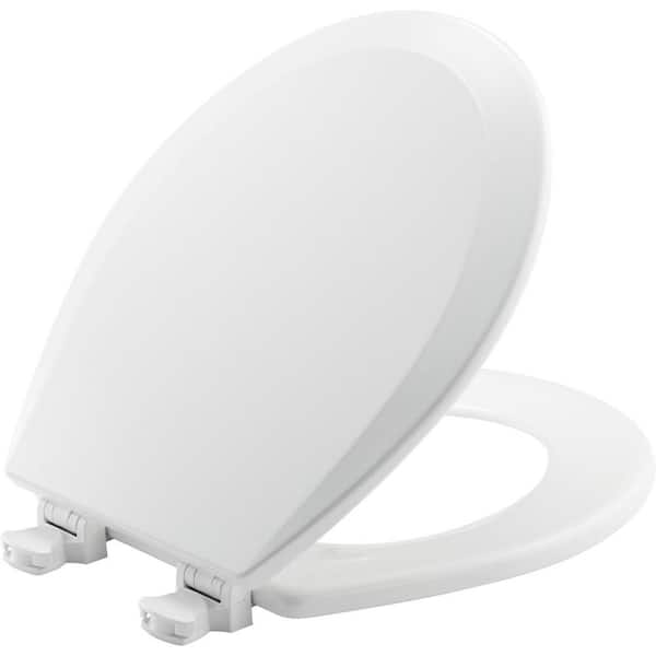 BEMIS Round Enameled Wood Closed Front Toilet Seat in White Removes for Easy Cleaning