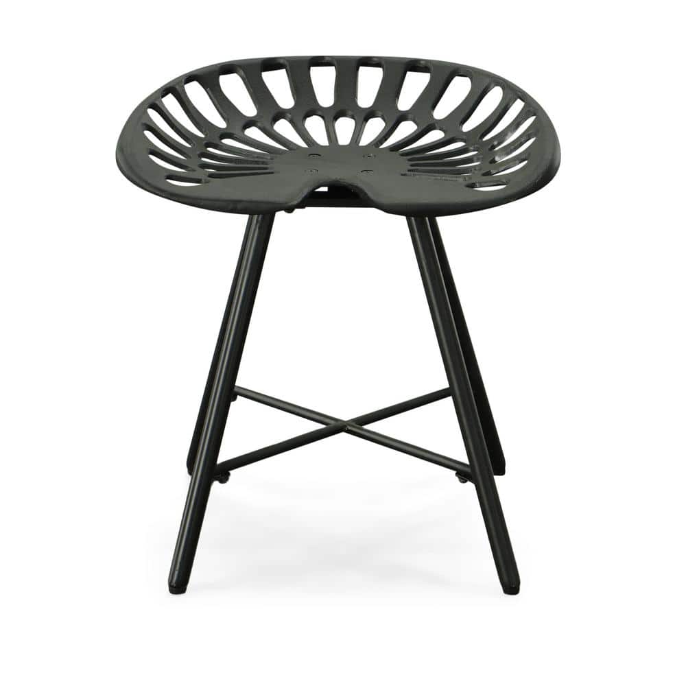 Jace Black Cast Iron Tractor Seat Fireside Bench