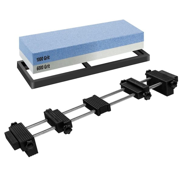 Sharpening Stone and Holder Set Sink Bridge Stone Holder w/ Dual Sided 1000/6000 Grit Whetstone and Non-Slip Rubber Base