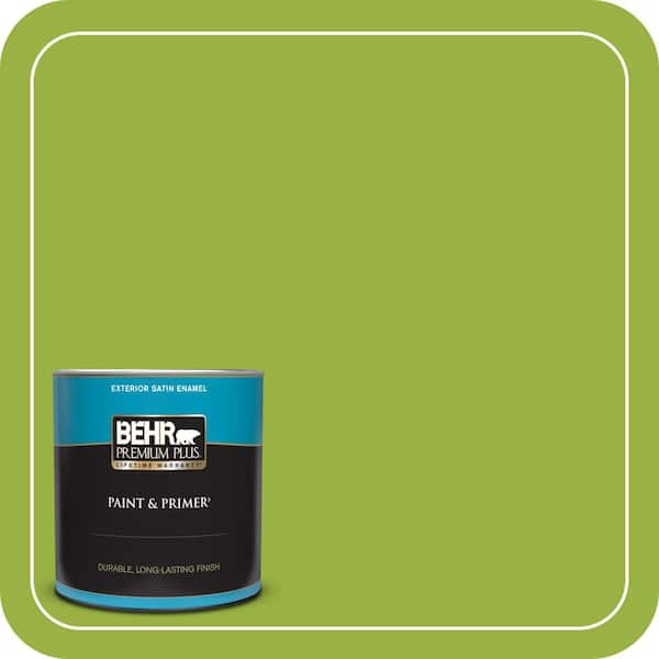 BEHR PREMIUM PLUS 1 qt. #410B-7 Bamboo Leaf Satin Enamel Exterior Paint & Primer