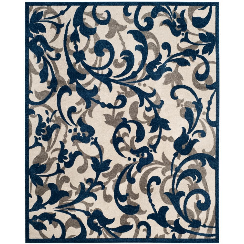 Ivory Floral Bliss 8' x 10' Easy-Care Synthetic Area Rug