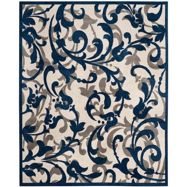 SAFAVIEH Amherst Ivory/Navy 8 ft. x 10 ft. Border Area Rug