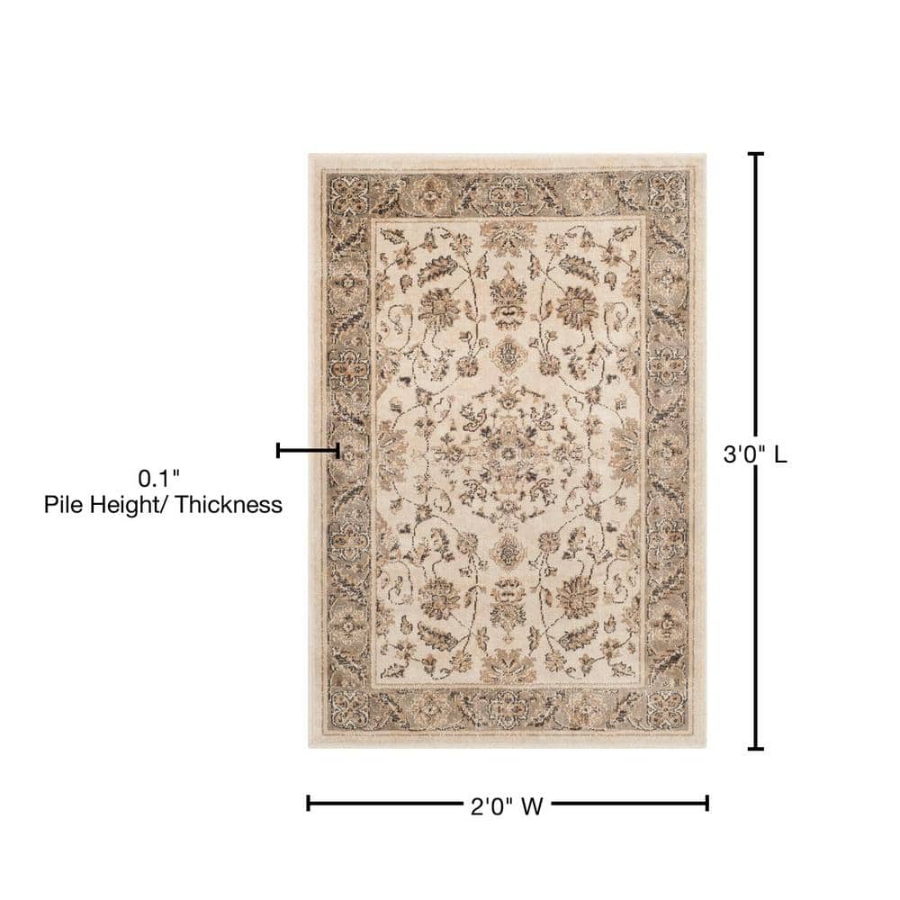 Elegant Stone & Mouse 24" Transitional Vintage Wool-Blend Rug