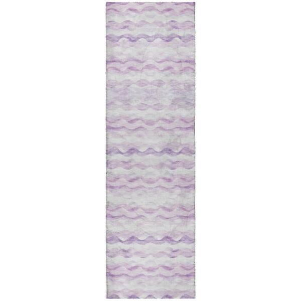 Dream Shag Premium Machine Washable Abstract ADS195 Purple 2 ft. x 7 ft. Runner Rug