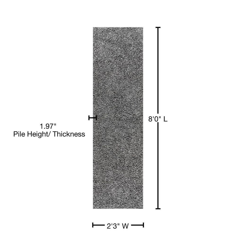 Charcoal Luxe Shag 2x8 Reversible Runner Rug with Easy Care