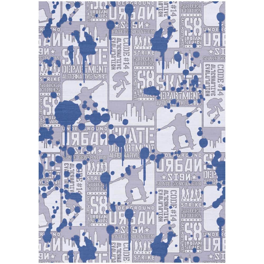Imagination Blue 4 ft. x 6 ft. Graphic Contemporary Area Rug price history on PriceWatchPro