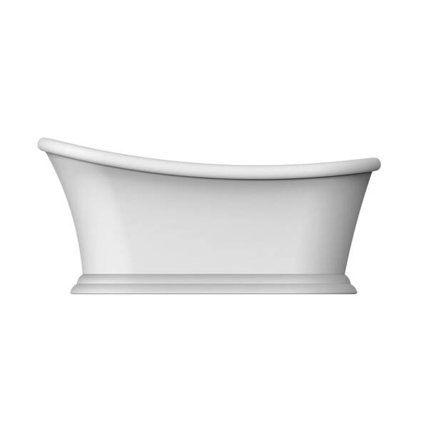 Barclay Products Mallory 68 in. Acrylic Slipper Flatbottom Non-Whirlpool Bathtub in White with Integral Drain in Polished Chrome