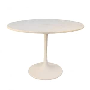 40 in. Enzo White Round Marble Top Dining Table