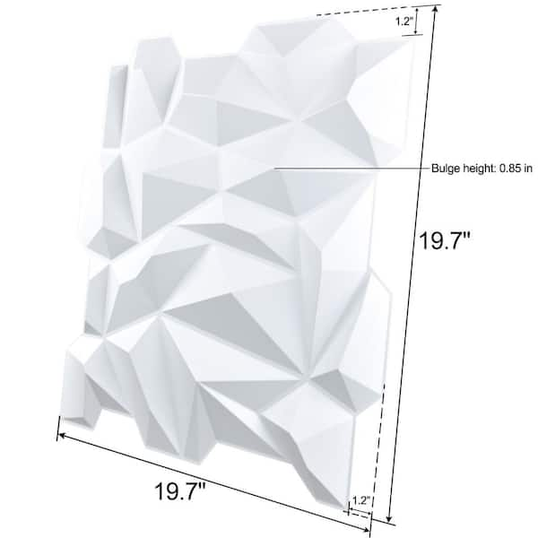 Art3d Decorative Diamond Shape 19.7 in. x 19.7 in. PVC Seamless 3D Wall  Panel in White 12-Panels A10hd051WTP12 - The Home Depot