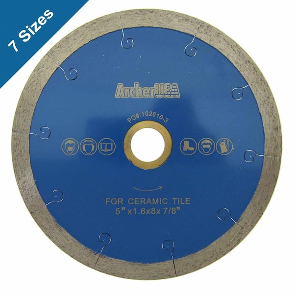 Archer USA 5 in. Continuous Rim Diamond Blade with J-Slot for Tile Cutting