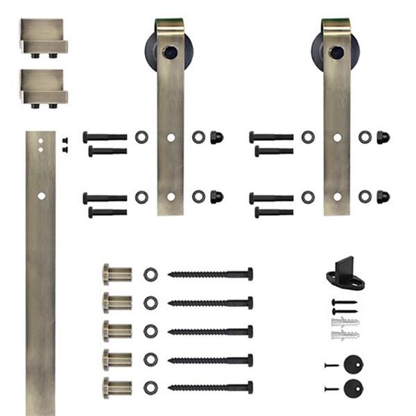 96 In Antique Brass Sliding Barn Door Hardware And Track Kit Nt140009w9603 96 In Antique Brass Sliding Barn Door, Brass Sliding Barn Door Hardware