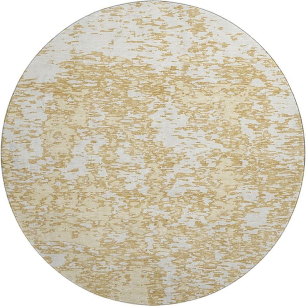 Addison Rugs Mayfield Premium Machine Washable Abstract AMF946 Gold 8 ft. x 8 ft. Round Rug