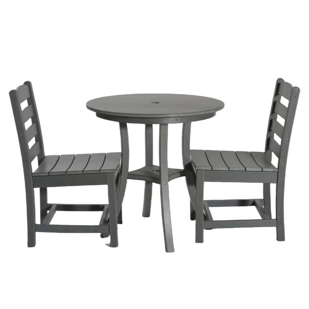 3-PieceHeavy-Duty and All-Weather HDPE Round Outdoor Dining Set with Patio Table and 2 Armless Chairs(Gray) price history on PriceWatchPro