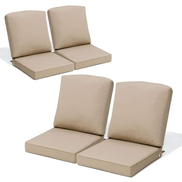 21 in. x 22 in. 4-Piece Thick Outdoor Couch Cushion Deep Seat Patio Sofa Replacement Cushion Beige