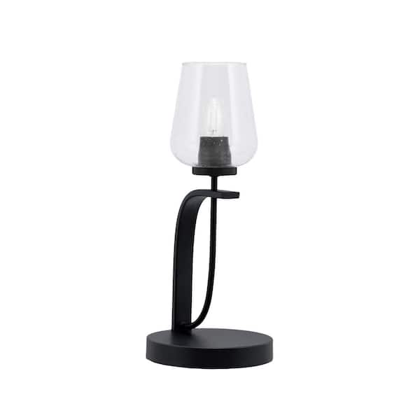 Unbranded Olympia 16.75 in. Matte Black Piano Desk Lamp with Clear Bubble Glass Shade