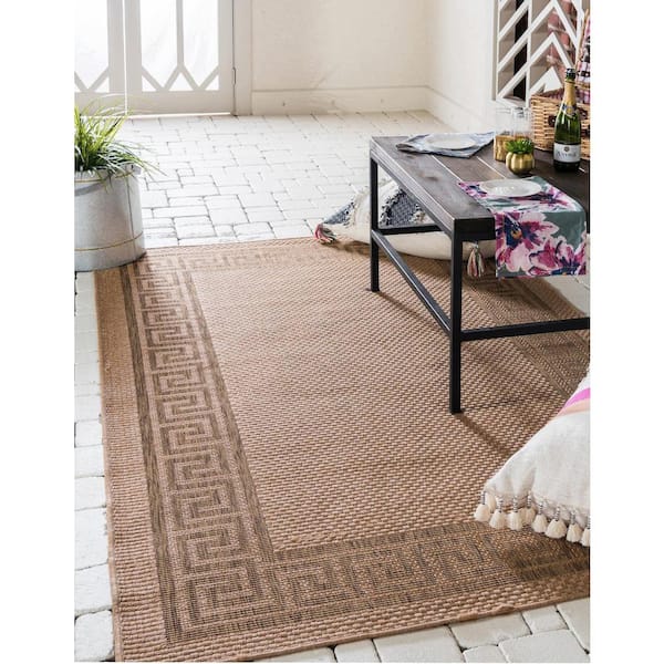 Outdoor Greek Key Light Brown 2' 2 x 3' 0 Area Rug
