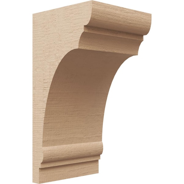 Ekena Millwork 6 in. x 6 in. x 12 in. Series 2 Wide Hughes Rough Cedar Woodgrain Timberthane Polyurethane Corbel, Primed Tan