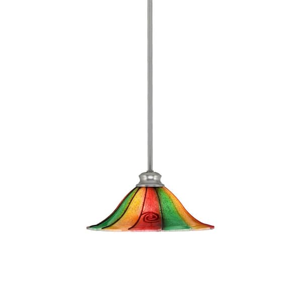 Unbranded Peabody 60-Watt 1-Light Brushed Nickel Shaded Mini Pendant Light with Glass Shade