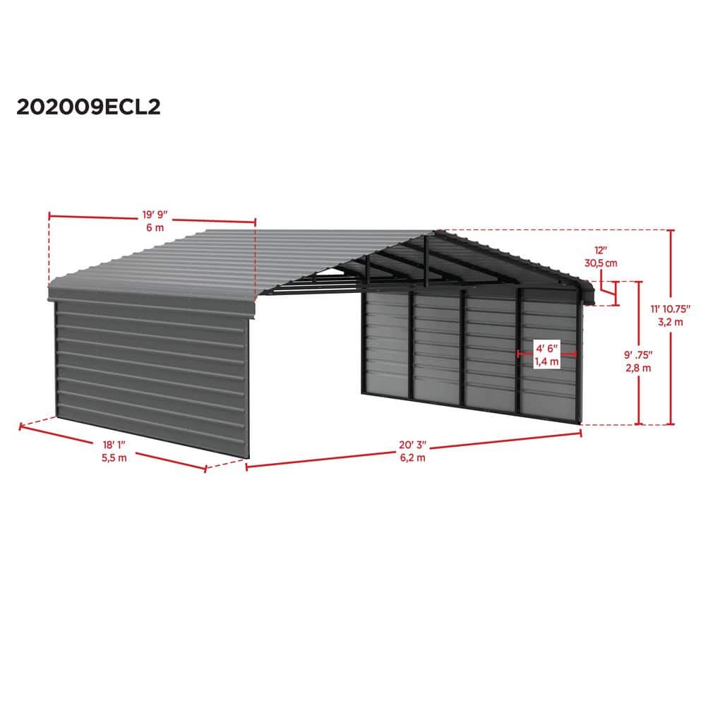 20' x 20' Eggshell Steel Carport Kit with Enclosure