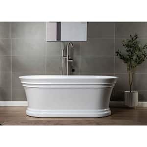 Valence 67 in. Acrylic FlatBottom Double Ended Bathtub with Brushed Nickel Overflow and Drain Included in White