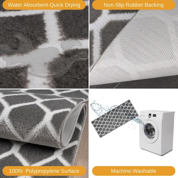 Non Slip Water Absorbent Washable Floor Mat for Bathroom Kitchen Mudroom