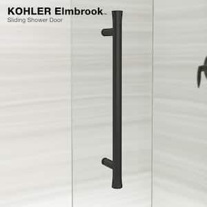 Elmbrook 44-48 in. W x 74 in. H Sliding Frameless Shower Door in Matte Black with Crystal Clear Glass