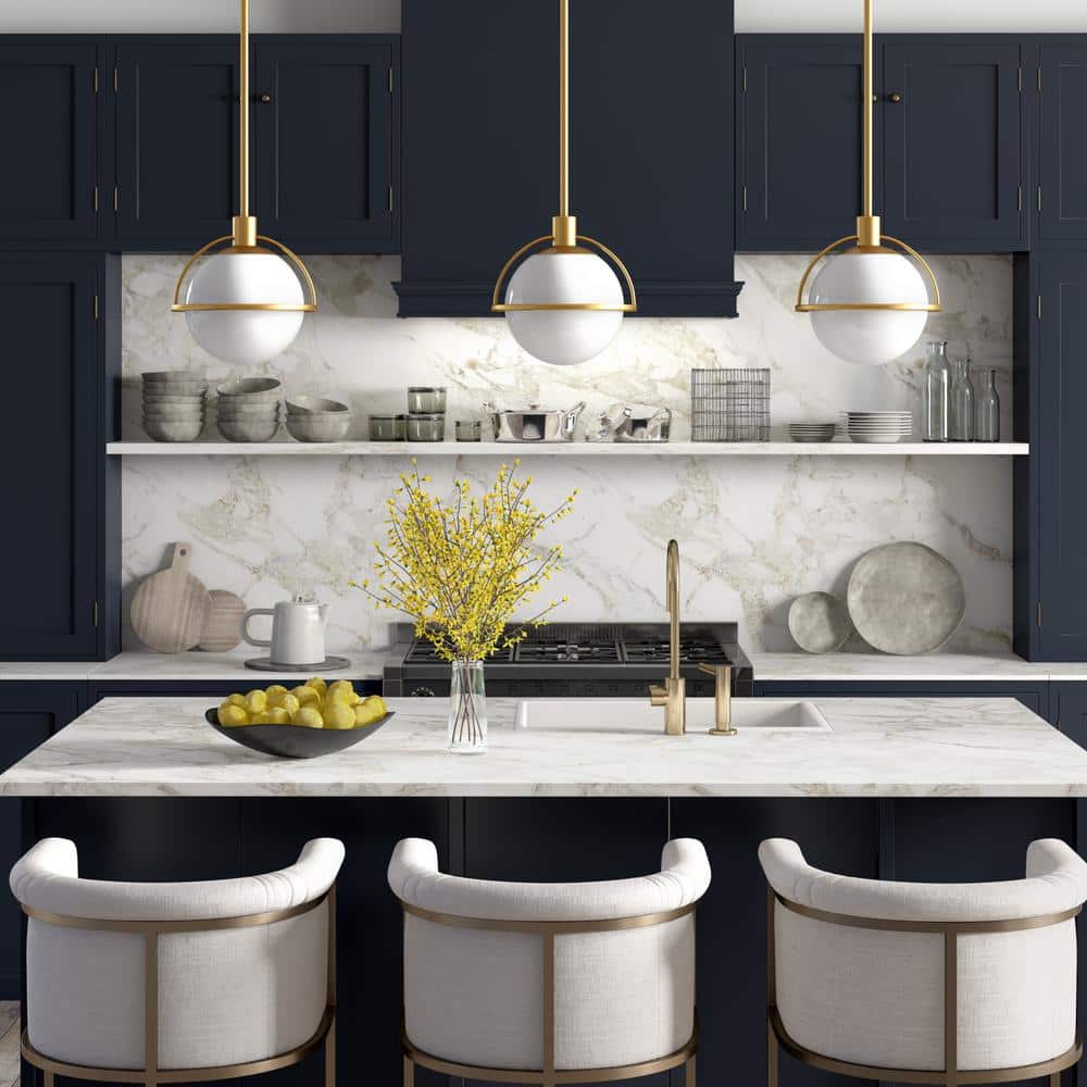 Elegant Brass and White Milk Glass 9'' Drum Pendant Light