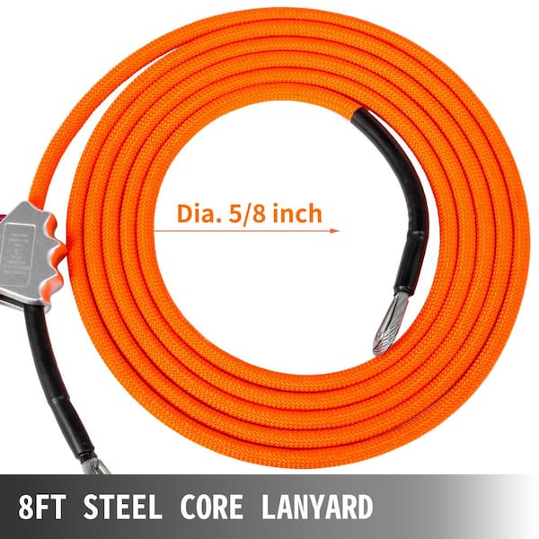 1/2" x 8' Steel Core Lanyard Kit Flipline with a steel  Swivel Snap hook