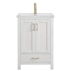 Gela 23.6 in. W x 19.7 in. D x 35 in. H Single Bath Vanity in White with White Drop-In Ceramic Basin