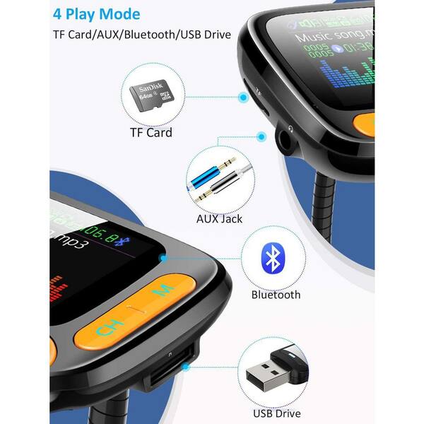 OBJLGEV Bluetooth FM Transmitter Car Adapter Wireless Handsfree