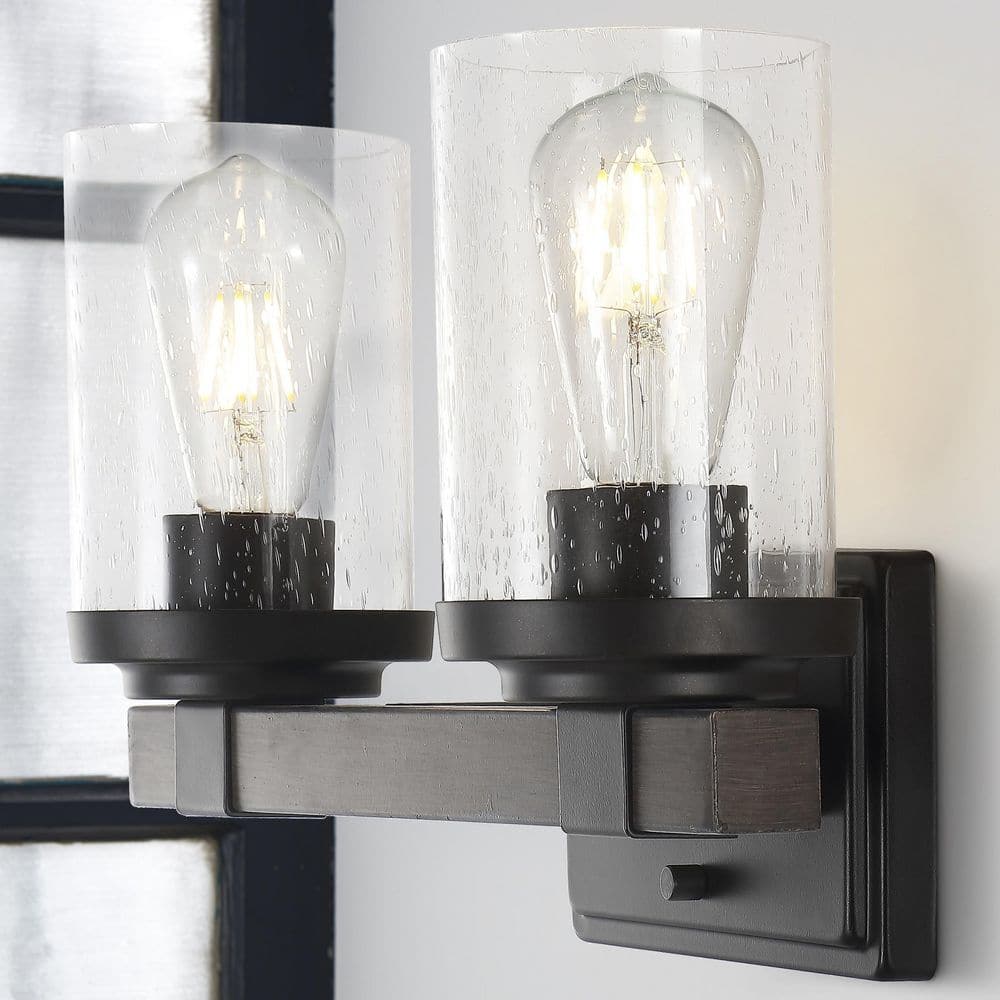 Bungalow 15" Oil-Rubbed Bronze Glass Vanity Light
