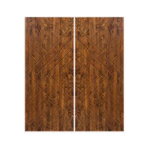 72 in. x 80 in. Hollow Core Walnut Stained Solid Wood Interior Double Sliding Closet Doors