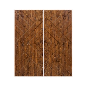 84 in. x 96 in. Hollow Core Walnut Stained Pine Wood Interior Double Sliding Closet Doors