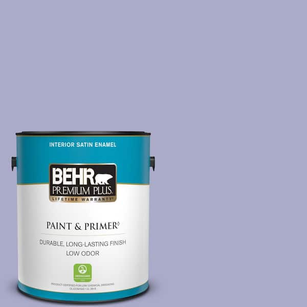 BEHR PREMIUM PLUS 1 gal. #M550-4 Wisteria Blue Satin Enamel Low Odor Interior Paint & Primer