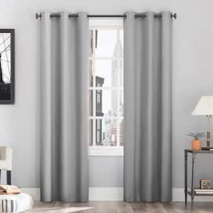Cyrus Thermal 40 in. W x 63 in. L 100% Blackout Grommet Curtain Panel in Silver Gray