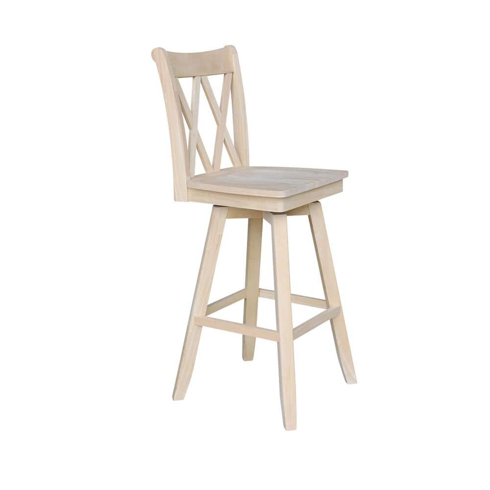 24" Unfinished Double X Back Swivel Wood Counter Stool