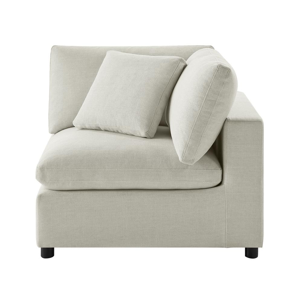 Casella Beige Fabric Square Arm Accent Chair with Wood Frame