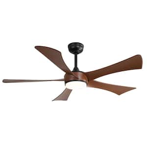 52 in. Indoor/Outdoor Integrated LED Black Ceiling Fan with Light Kit and Remote Included