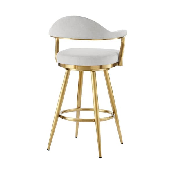 Armen Living Justin 30 in. Silver Metal Bar Stool with Fabric Seat