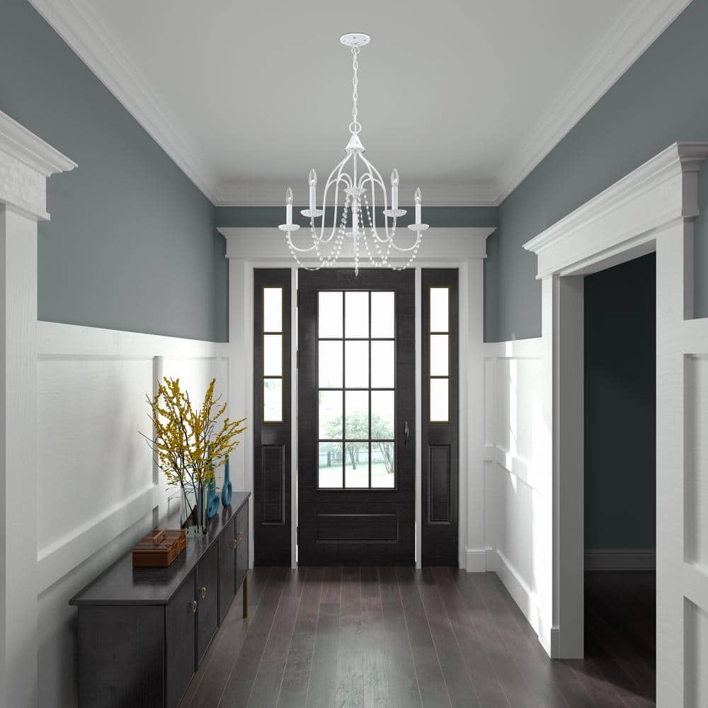 Elegant Antique White 5-Light Crystal Chandelier