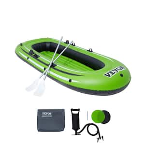 Inflatable Boat 3-Person PVC with Aluminum Oars and High-Output Pump Supports Up To 1100 lbs./499 kg Enhanced PVC
