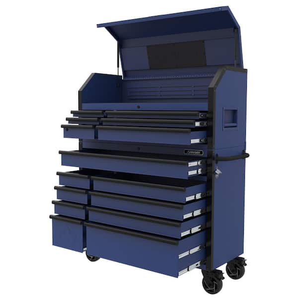 Husky Heavy-Duty 52 in. W 15-Drawer Matte Blue Steel Rolling Tool