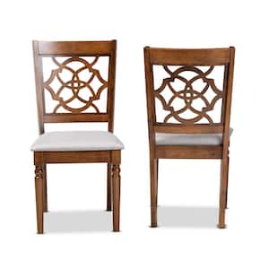 Renaud Grey and Walnut Brown Upholstered Dining Chair (Set of 2)
